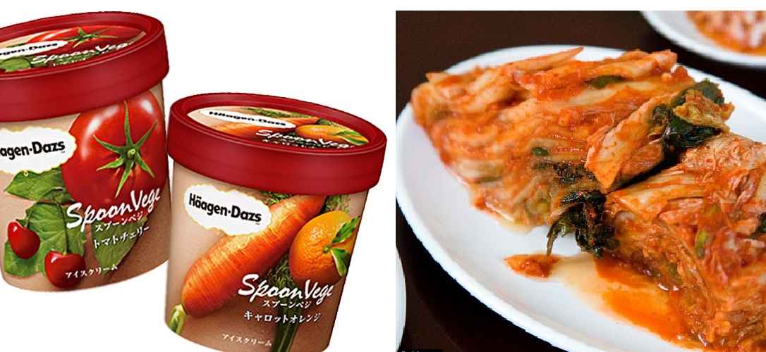 zöldséges fagylalt és kimchi